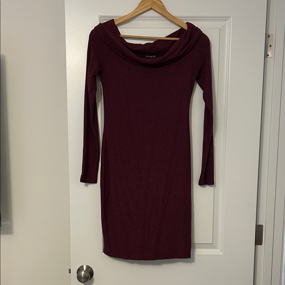 Express Burgundy Long Sleeve Sweater Dress